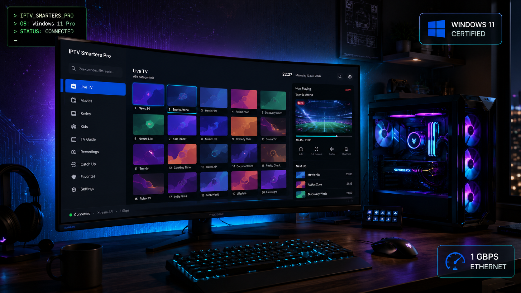 IPTV Smarters Pro draait op Windows 11 desktop