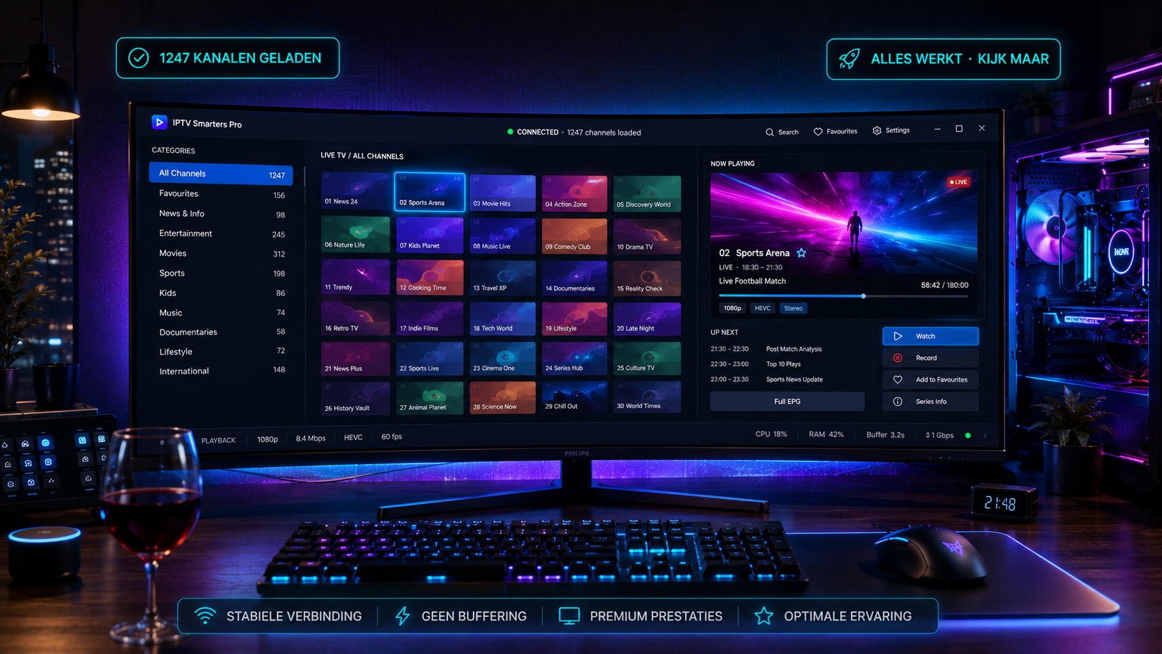 Live tv-kanalen in IPTV Smarters Pro Windows