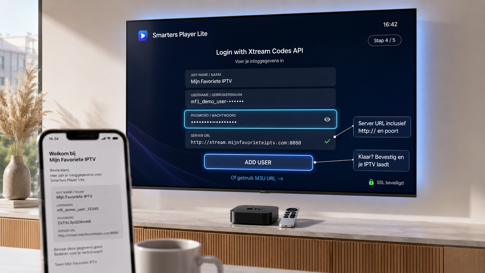 Xtream Codes inloggen op Apple TV