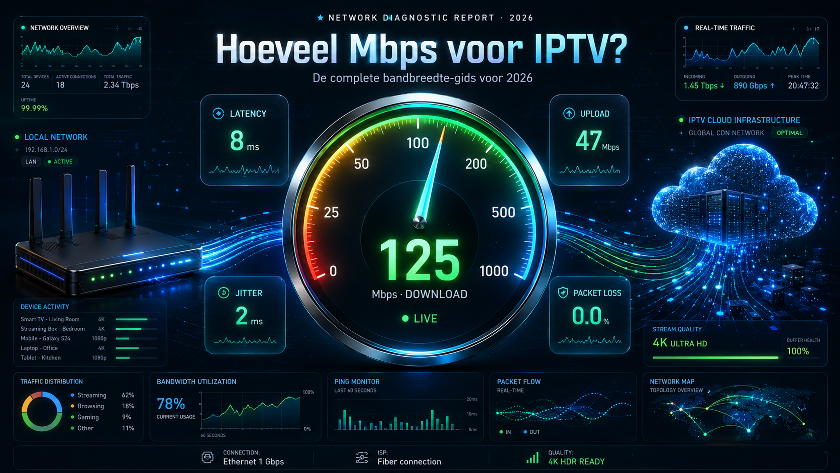 IPTV internet snelheid Mbps 4K HD streaming 2026