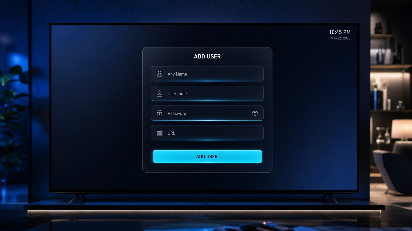 IPTV Smarters Pro Android TV inlogscherm met Xtream Codes API