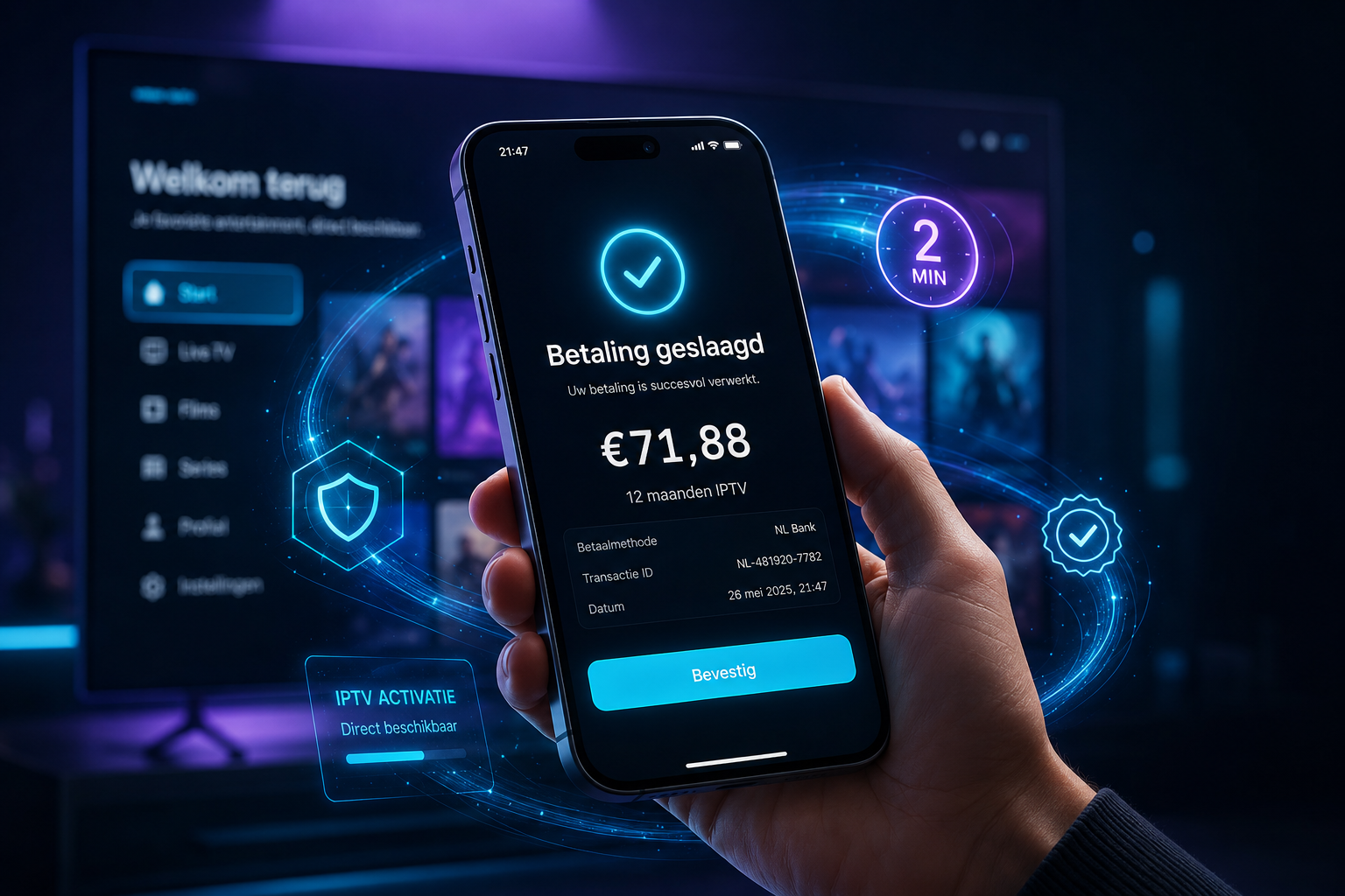 IPTV kopen Nederland met iDEAL — veilig betalen en direct activeren in 2026