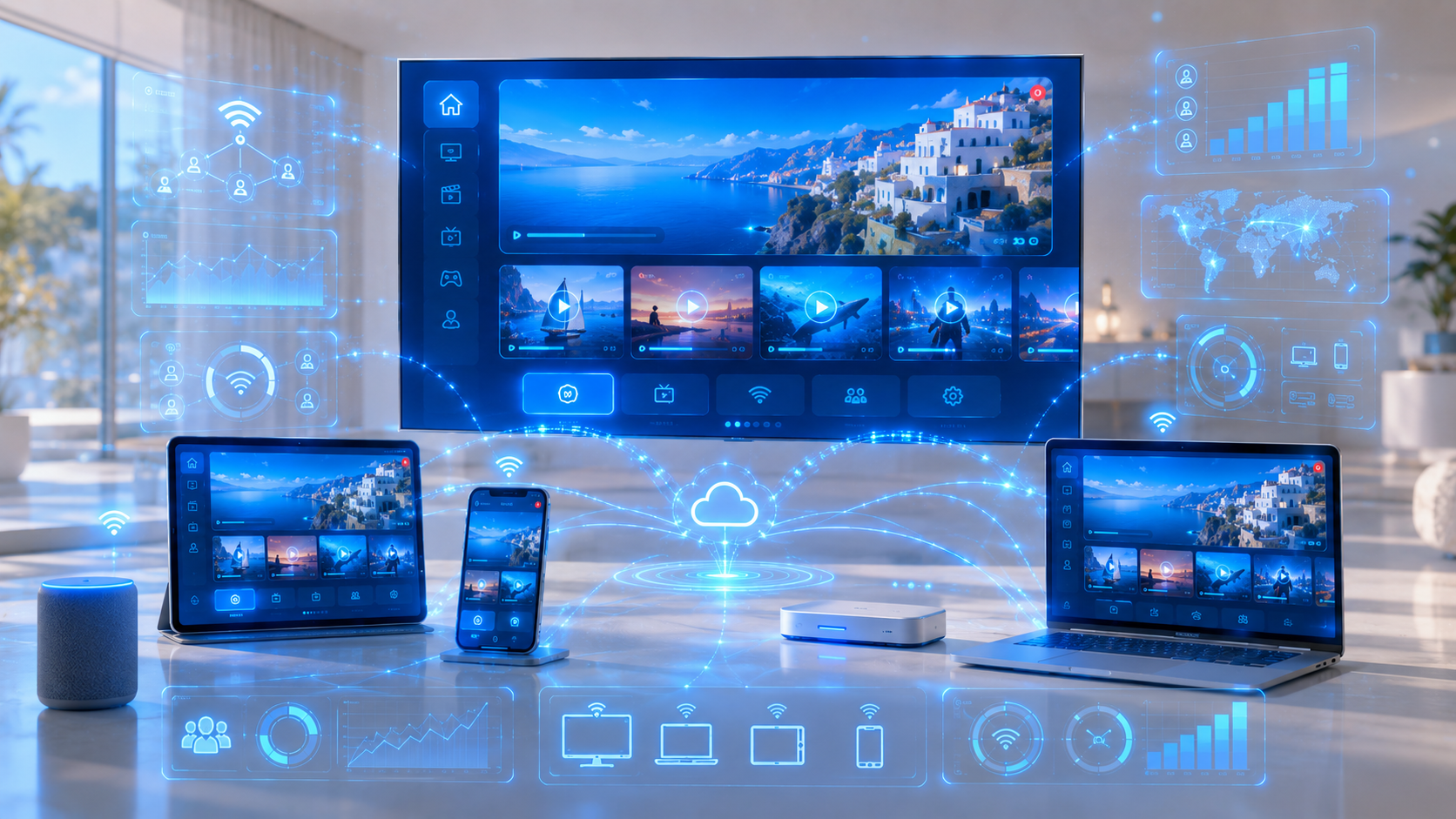 IPTV multi-screen pakket voor het hele gezin — Smart TV tablet en telefoon tegelijk
