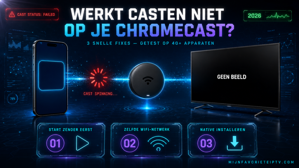 iptv smarters pro werkt casten niet op chromecast